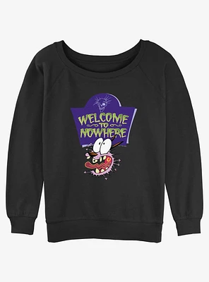 Cartoon Network Courage the Cowardly Dog Welcome Sign Girls Slouchy Sweatshirt