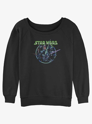 Star Wars Retro Group Girls Slouchy Sweatshirt