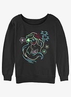 Disney The Little Mermaid Ariel Neon Art Girls Slouchy Sweatshirt