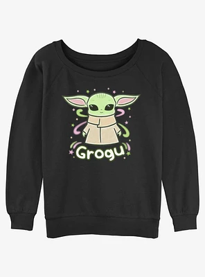 Star Wars The Mandalorian Cute Sparkly Grogu Girls Slouchy Sweatshirt