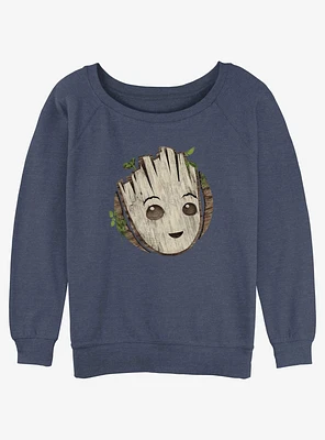Marvel Guardians of the Galaxy Groot Wooden Badge Girls Slouchy Sweatshirt