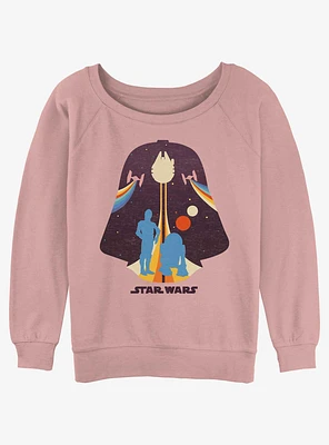 Star Wars Vader Droids Silhouette Girls Slouchy Sweatshirt