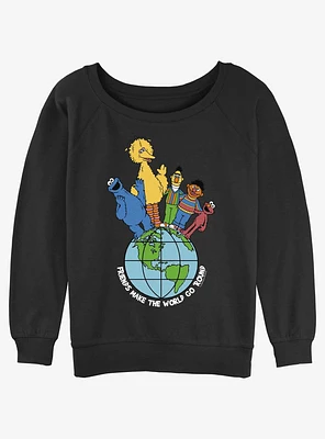 Sesame Street Friends Make The World Girls Slouchy Sweatshirt