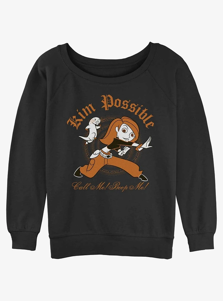 Disney Kim Possible Call Me, Beep Me Girls Slouchy Sweatshirt