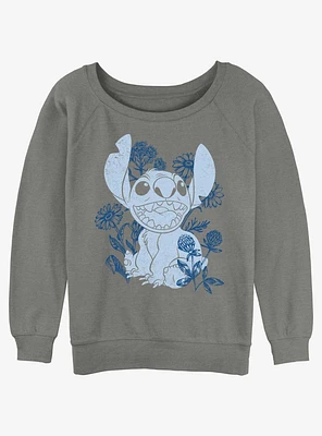 Disney Lilo & Stitch Floral Sketch Girls Slouchy Sweatshirt