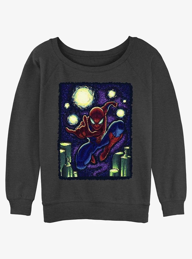 Marvel Spider-Man Starry New York Girls Slouchy Sweatshirt