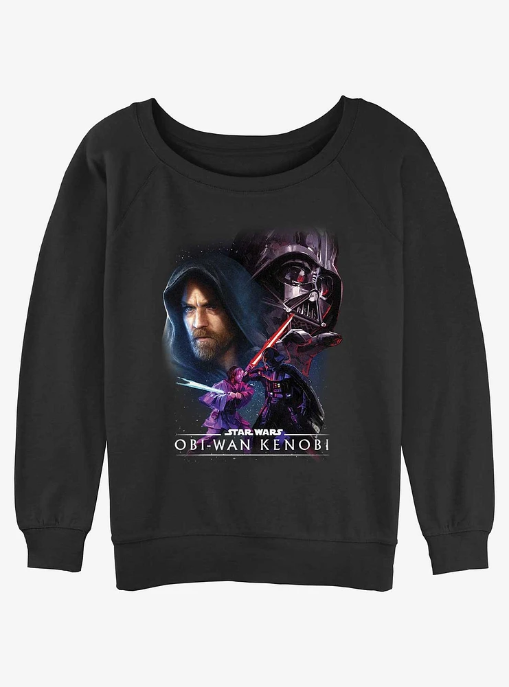 Star Wars Kenobi and Vader Battle Scene Girls Slouchy Sweatshirt