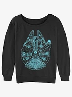 Star Wars Falcon Schematic Girls Slouchy Sweatshirt