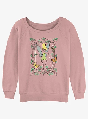 Disney Tinker Bell Floral Frame Girls Slouchy Sweatshirt