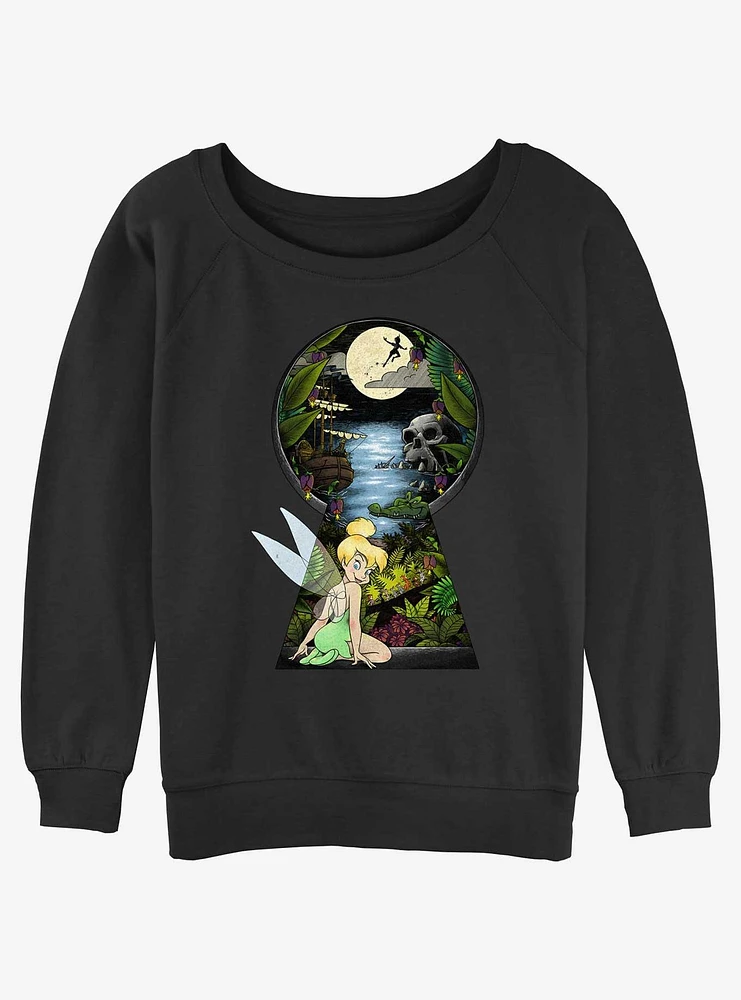 Disney Tinker Bell Keyhole To Neverland Girls Slouchy Sweatshirt