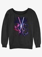 Star Wars Kenobi and Vader Saber Fight Girls Slouchy Sweatshirt