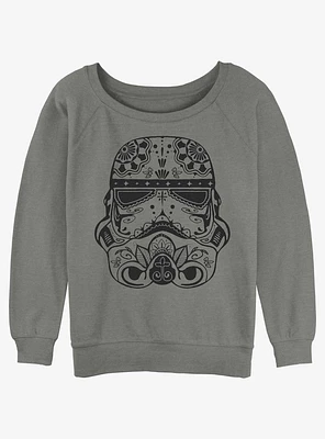 Star Wars Sugar Skull Trooper Helmet Girls Slouchy Sweatshirt