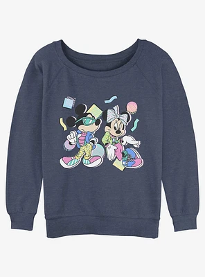 Disney Mickey Mouse 80's Couple Girls Slouchy Sweatshirt