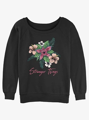 Stranger Things Floral Girls Slouchy Sweatshirt