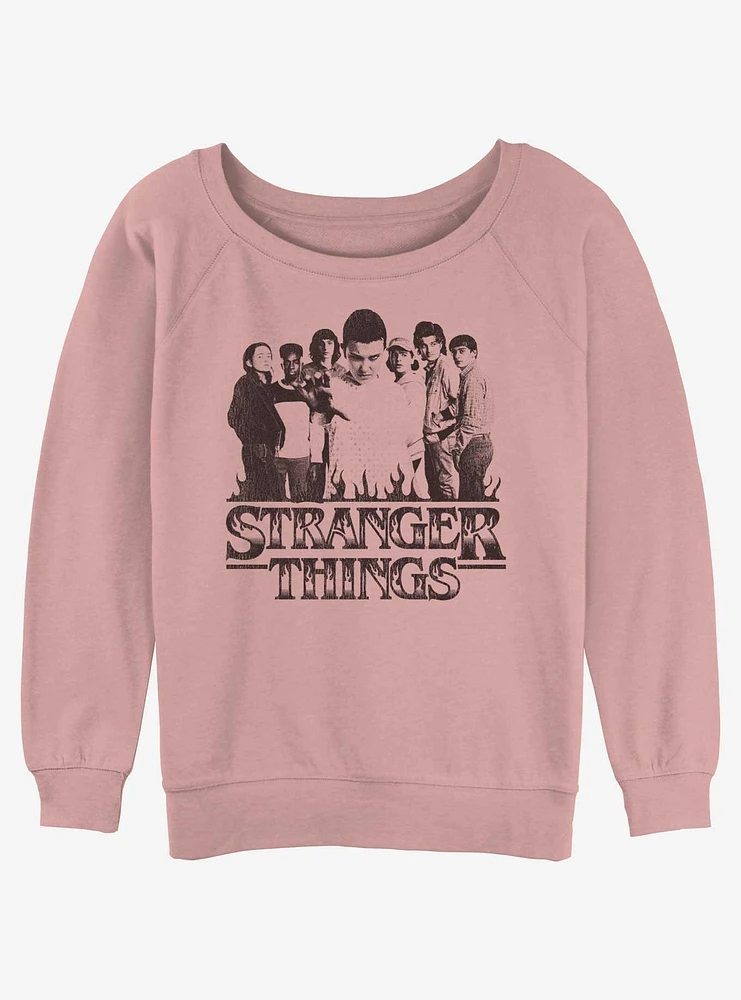 Stranger Things Group Focus Girls Slouchy Sweatshirt