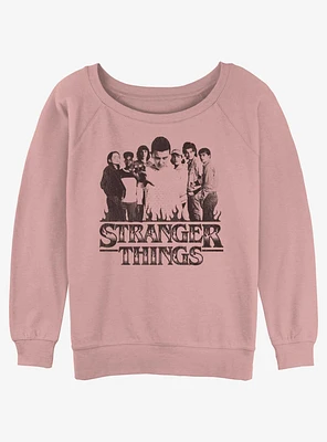 Stranger Things Group Focus Girls Slouchy Sweatshirt