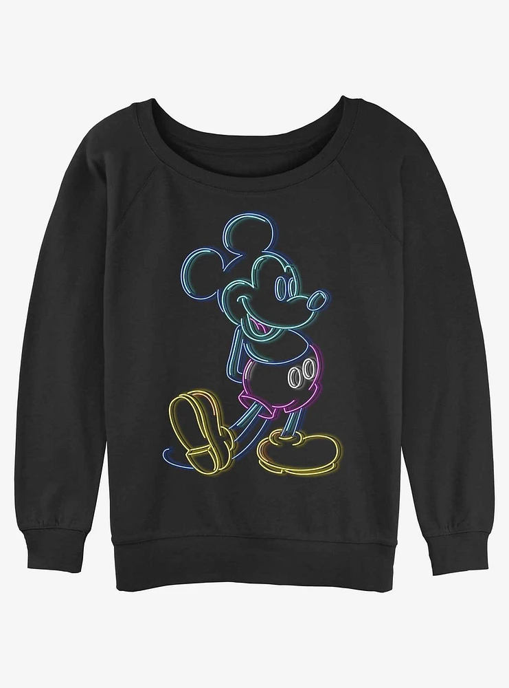 Disney Mickey Mouse Neon Girls Slouchy Sweatshirt