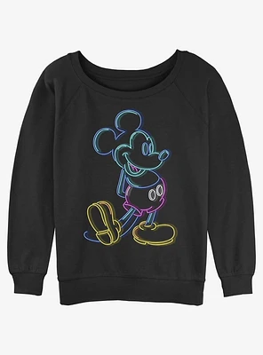 Disney Mickey Mouse Neon Girls Slouchy Sweatshirt