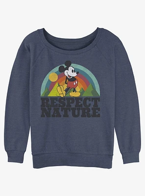 Disney Mickey Mouse Respect Nature Girls Slouchy Sweatshirt