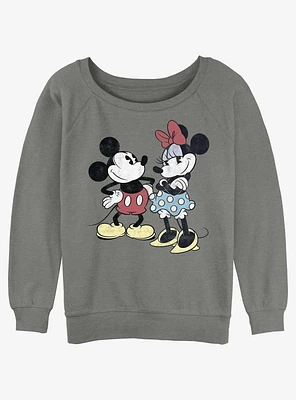 Disney Mickey Mouse Retro Couple Girls Slouchy Sweatshirt
