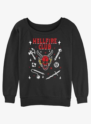 Stranger Things Hellfire Club Devil Girls Slouchy Sweatshirt