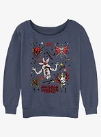 Stranger Things Hellfire Club Doodles Girls Slouchy Sweatshirt