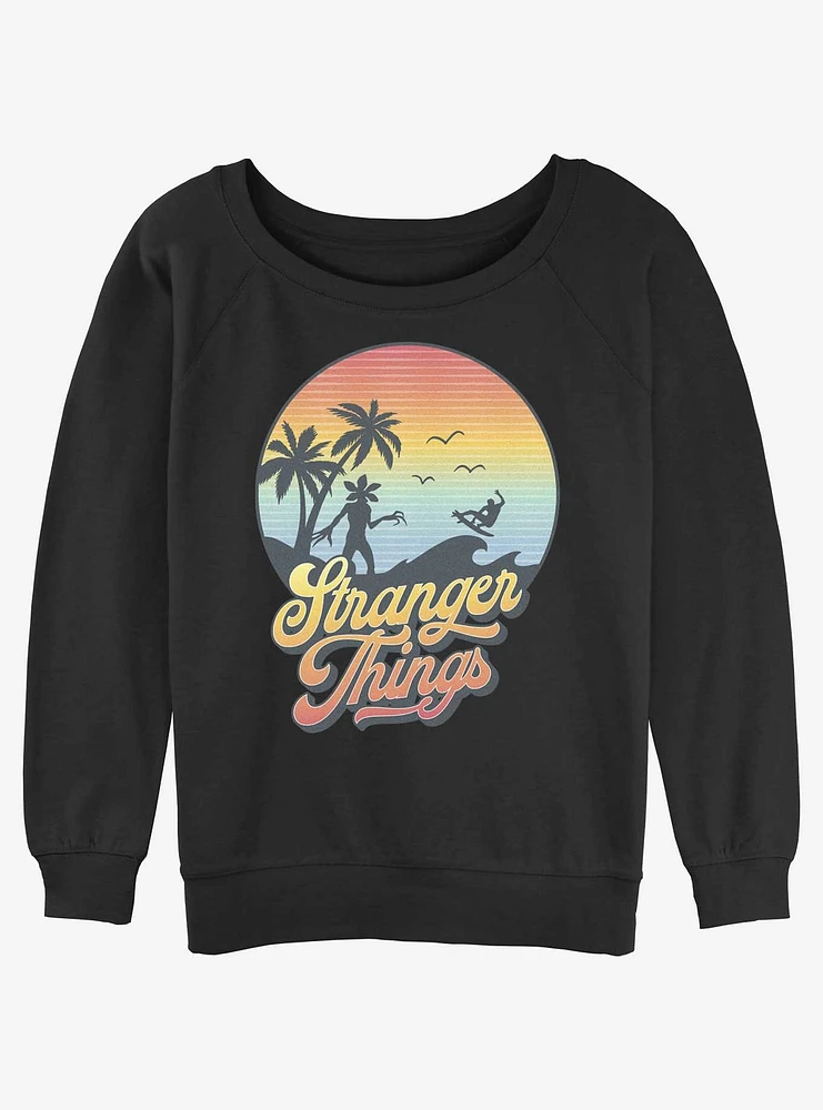 Stranger Things Retro Sun Girls Slouchy Sweatshirt