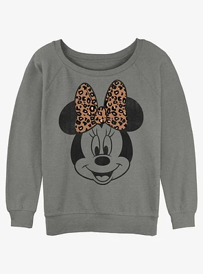 Disney Minnie Mouse Leopard Bow Girls Slouchy Sweatshirt