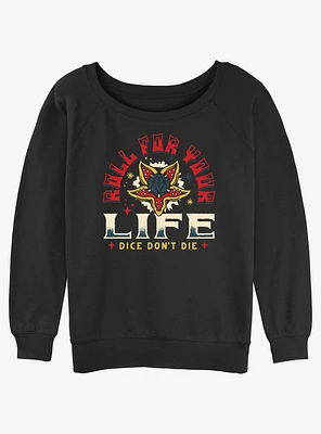 Stranger Things Roll For Your Life Girls Slouchy Sweatshirt