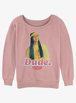 Stranger Things Argyle Surfer Dude Girls Slouchy Sweatshirt