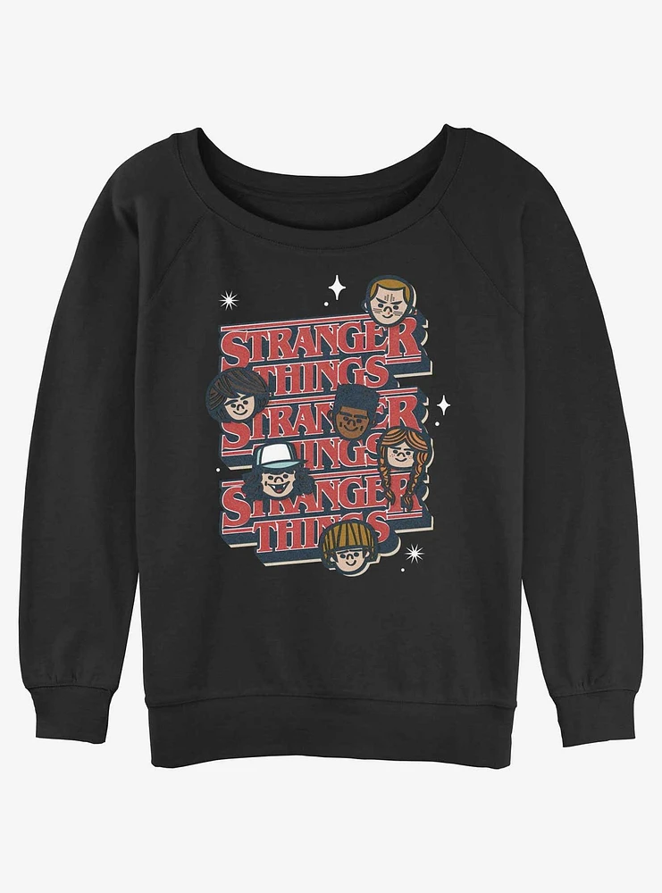 Stranger Things Toon Stack Girls Slouchy Sweatshirt