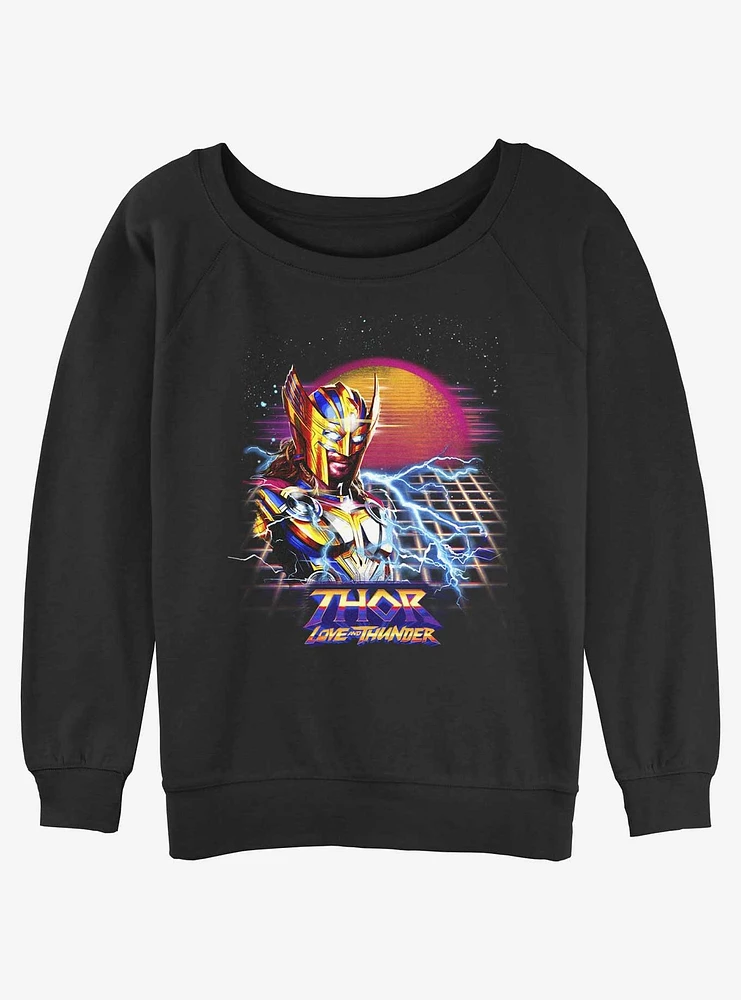 Marvel Thor: Love and Thunder Synthwave Sunset Girls Slouchy Sweatshirt