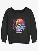 Marvel Thor: Love and Thunder Synthwave Sunset Girls Slouchy Sweatshirt