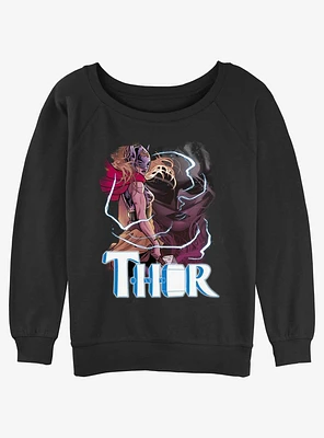 Marvel Thor Mighty Thunder God Girls Slouchy Sweatshirt