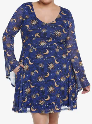 Cosmic Aura Celestial Bell Sleeve Dress Plus