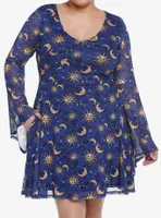 Cosmic Aura Celestial Bell Sleeve Dress Plus