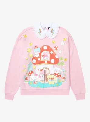 Sanrio Hello Kitty and Friends Mushroom Women's Collared Crewneck - BoxLunch Exclusive