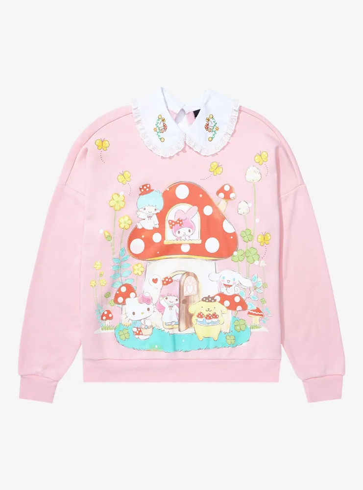 Sanrio Hello Kitty and Friends Mushroom Women's Plus Collared Crewneck - BoxLunch Exclusive