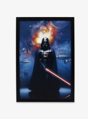 Star Wars Darth Vader Galaxy Scene Framed Canvas Wood Wall Decor