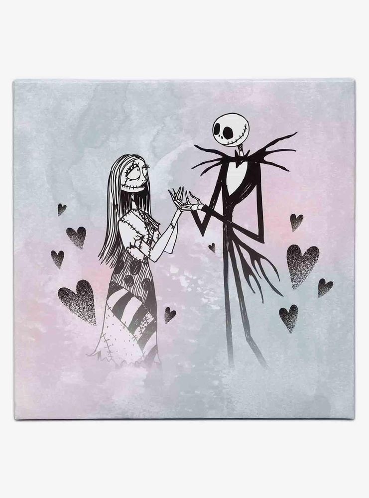 Disney The Nightmare Before Christmas Jack & Sally Hearts Canvas Wall Decor