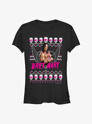 WWE Bret Hart Ugly Christmas Girls T-Shirt