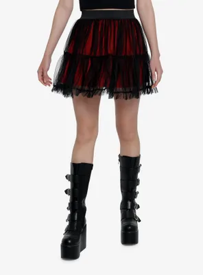 Social Collision Red & Black Mesh Tutu Skirt