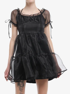 Thorn & Fable® Black Organza Tiered Dress