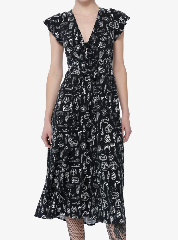 Social Collision Animal Anatomy Tie-Front Midi Dress