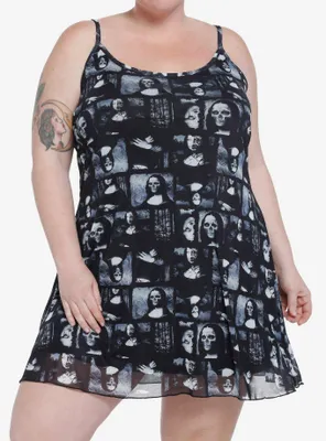 Social Collision Zombie Mona Lisa Mesh Mini Dress Plus