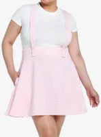 Sweet Society Pink & White Heart Bow Suspender Skirt Plus Size