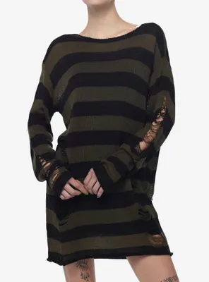 Social Collision & Black Distressed Sweater Dress