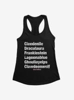 Monster High Names Womens Tank Top