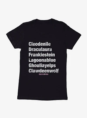 Monster High Names Womens T-shirt