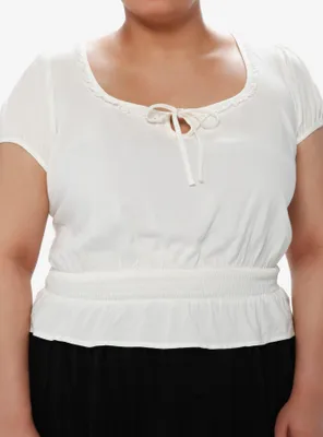 Thorn & Fable Ivory Smock Girls Crop Top Plus